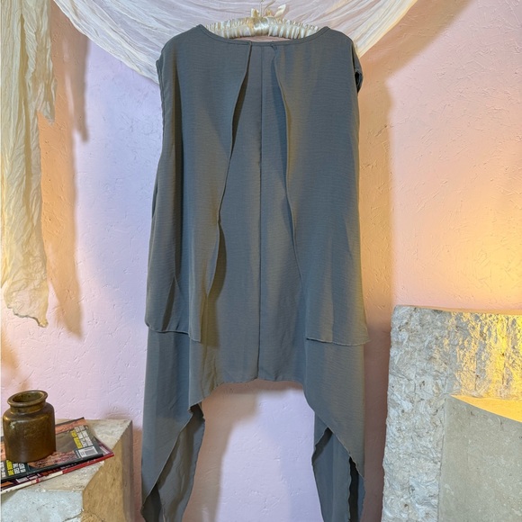 Title: Dark Grey Sleeveless Draped Fairy Hem Top — 3XL - Picture 5 of 5